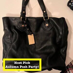 Marc by Marc Jacobs Black Leather Work Tote Bag Shoulder Handbag Gold Hardwr